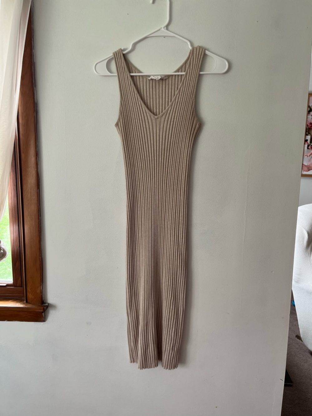 Tan bodycon midi dress large
